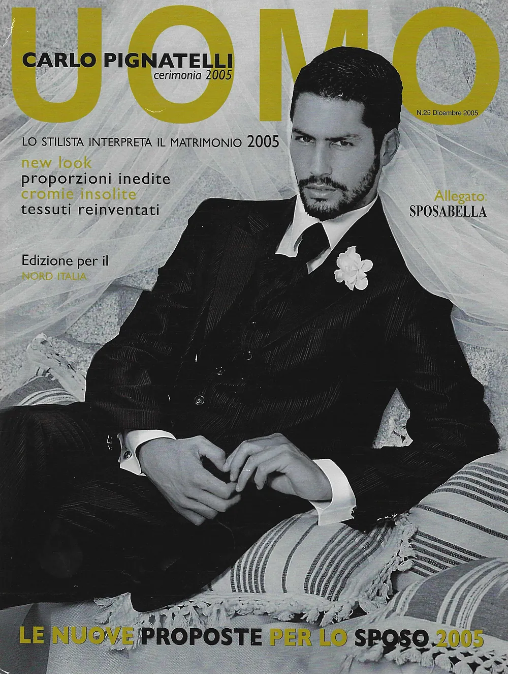Uomo Carlo Pignatelli Cerimonia 2005 cover, Nacho Valenti Lacroix in a morning suit