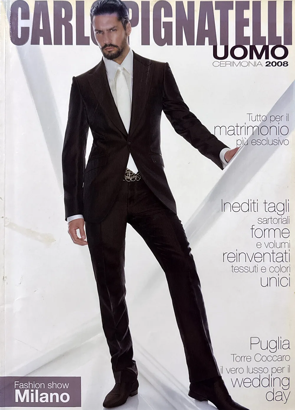 Carlo Pignatelli Uomo Cerimonia 2008 cover, Nacho Valenti Lacroix in a dark suit